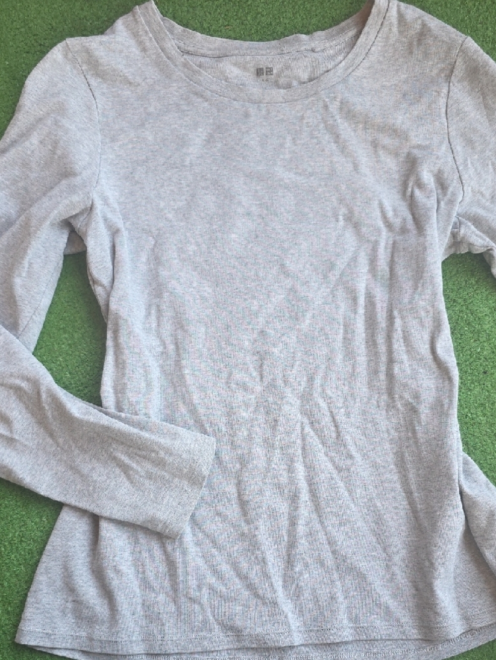 Uniqlo Grey Cotton L Long Sleeve Simple Fitted